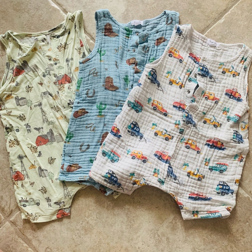 Angel Dear- Set of 3 Baby Rompers with Fun Prints